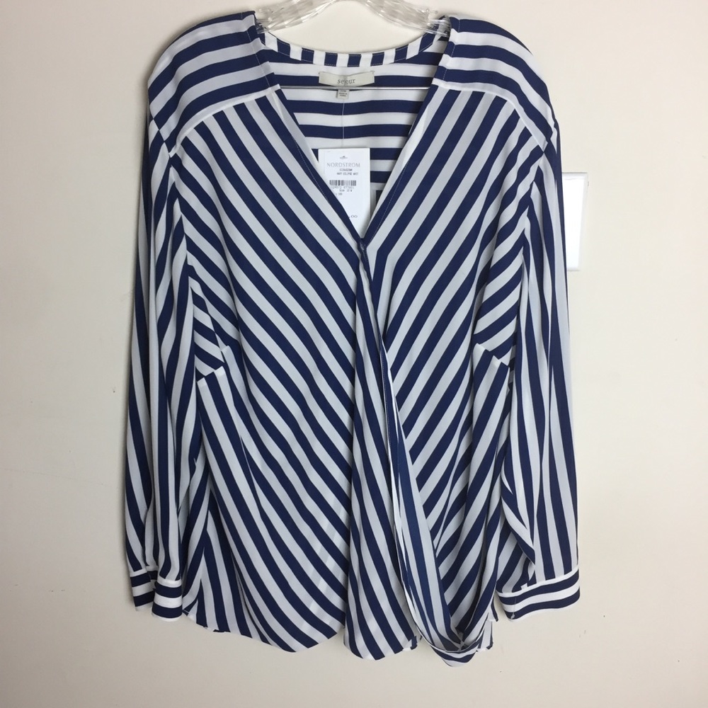 NWT Women’s Blue and White Striped Blouse Size 22W